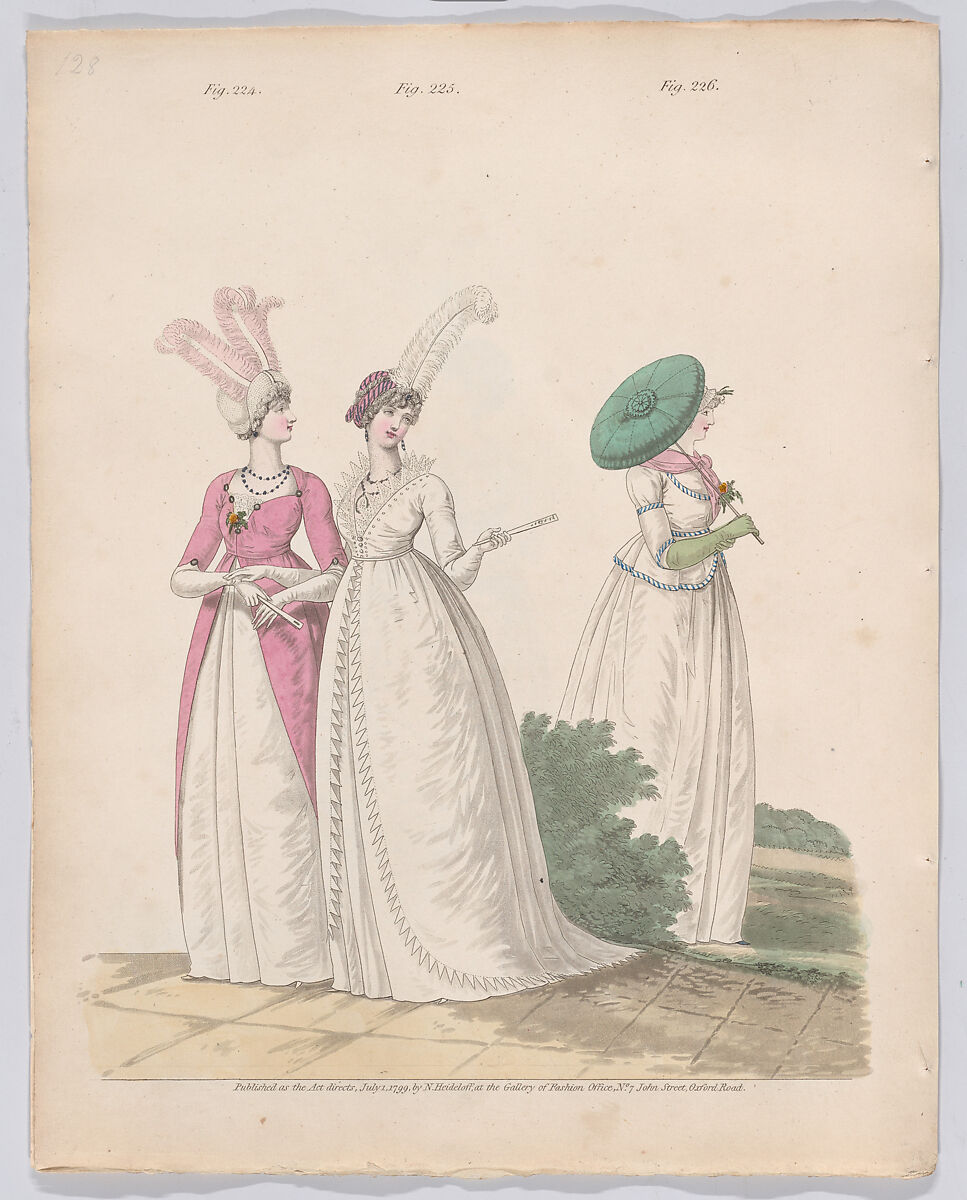 Gallery of Fashion, vol. VI: April 1 1799 - March 1 1800, Nicolaus Heideloff (German, Stuttgart 1761–1837 The Hague), Illustrations: etching and engraving (hand colored)