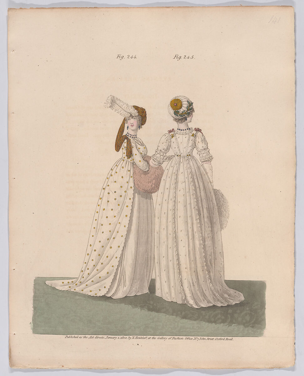 Gallery of Fashion, vol. VI: April 1 1799 - March 1 1800, Nicolaus Heideloff (German, Stuttgart 1761–1837 The Hague), Illustrations: etching and engraving (hand colored)