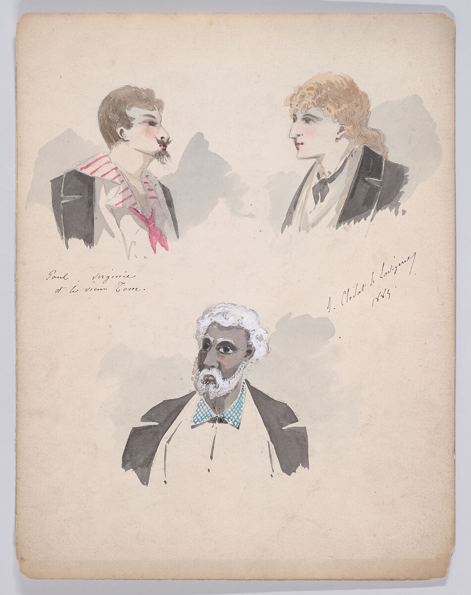 Portfolio of Characters and Types, Samuel Marie Clédat de Lavigerie (French, 1846–?), Graphite, pen and ink, watercolor, gouache, and metallic paint