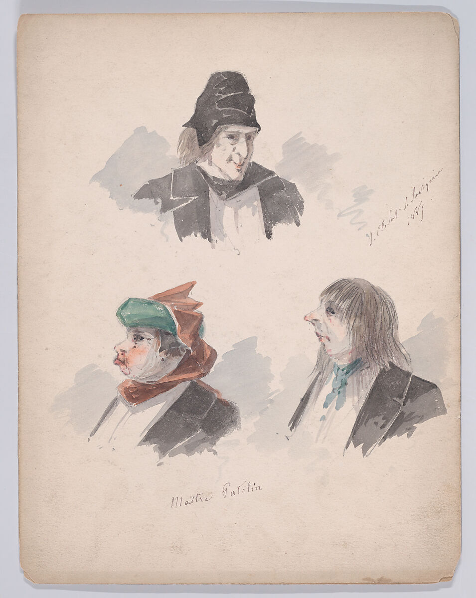 Portfolio of Characters and Types, Samuel Marie Clédat de Lavigerie (French, 1846–?), Graphite, pen and ink, watercolor, gouache, and metallic paint