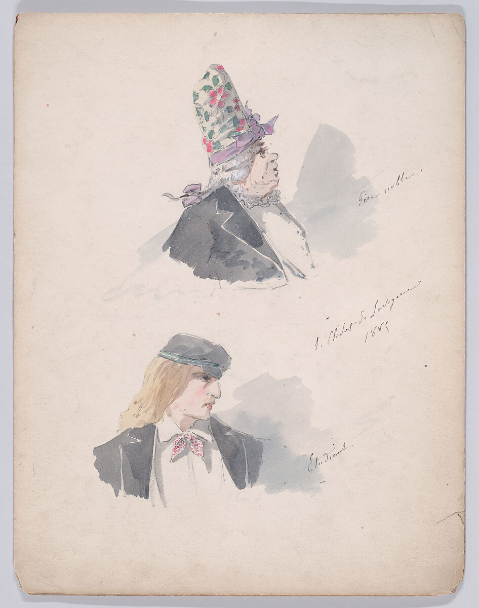 Portfolio of Characters and Types, Samuel Marie Clédat de Lavigerie (French, 1846–?), Graphite, pen and ink, watercolor, gouache, and metallic paint