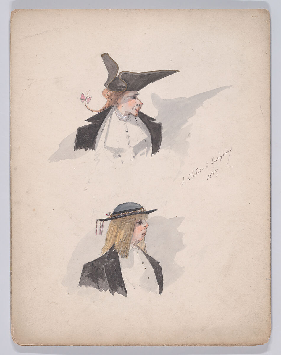 Portfolio of Characters and Types, Samuel Marie Clédat de Lavigerie (French, 1846–?), Graphite, pen and ink, watercolor, gouache, and metallic paint