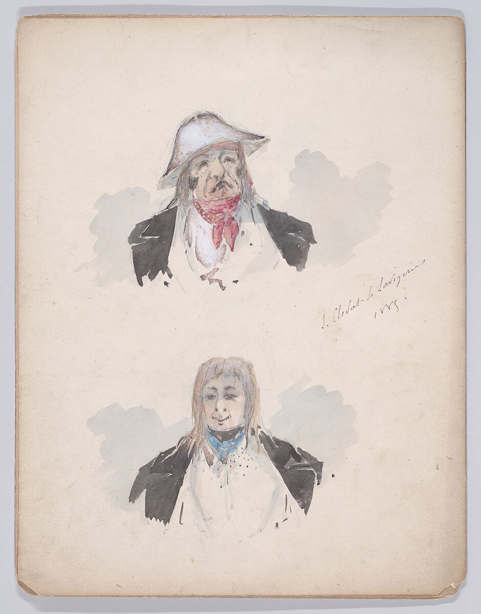 Portfolio of Characters and Types, Samuel Marie Clédat de Lavigerie (French, 1846–?), Graphite, pen and ink, watercolor, gouache, and metallic paint