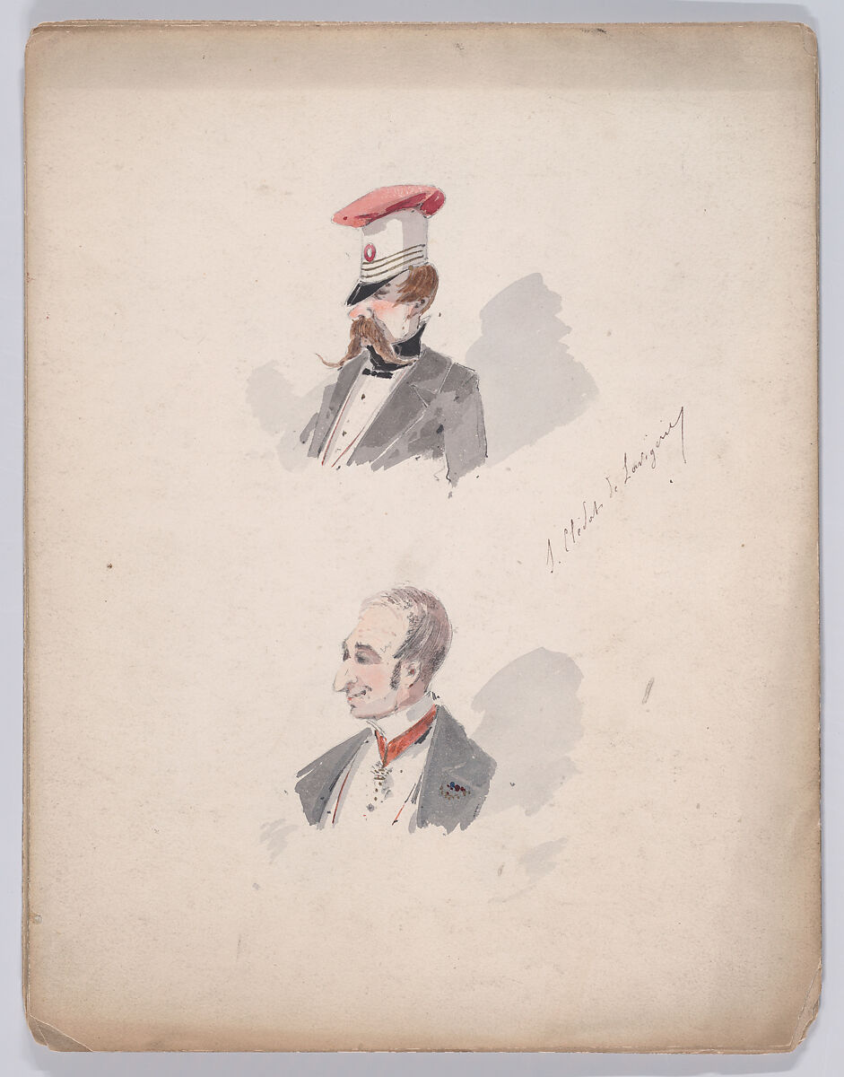 Portfolio of Characters and Types, Samuel Marie Clédat de Lavigerie (French, 1846–?), Graphite, pen and ink, watercolor, gouache, and metallic paint