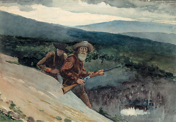Bear Hunting, Prospect Rock, Winslow Homer (American, Boston, Massachusetts 1836–1910 Prouts Neck, Maine), Watercolor and graphite on paper, American 