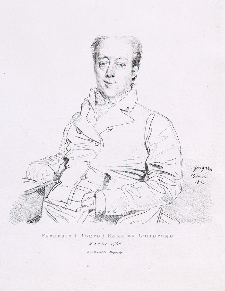 Portrait of Frederick (North), Earl of Guildford, Jean Auguste Dominique Ingres (French, Montauban 1780–1867 Paris), Etching 