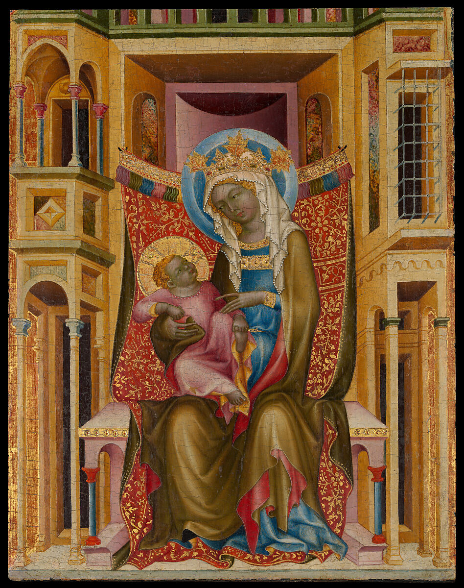 Virgin and Child Enthroned, Bohemian Painter (active Prague, 1340s), Oil(?) and gold on wood 