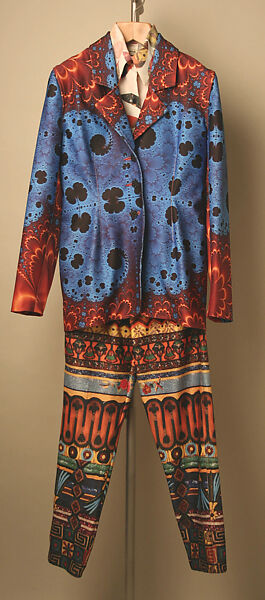 Ensemble, Todd Oldham (American, born 1961), (a, c) polyester, lycra; (b) synthetic fiber, American 