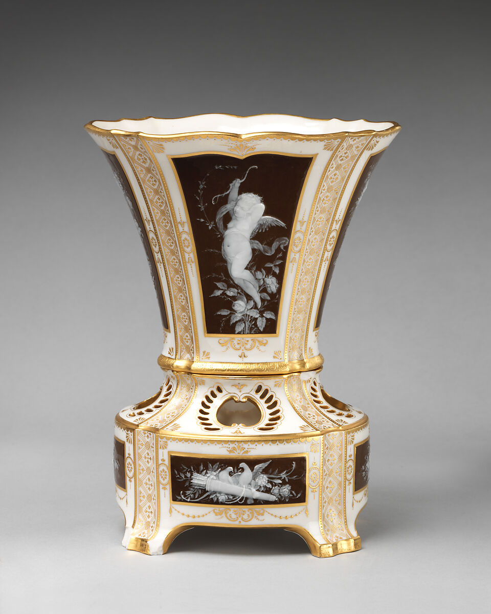 Bulb Vase (one of a pair), Minton(s) (British, Stoke-on-Trent, 1793–present), Pâte-sur-pâte on bone china with gilding , British, Stoke-on-Trent, Staffordshire