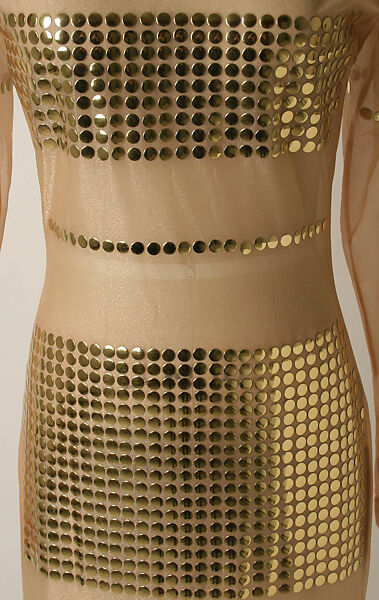 Ensemble, Todd Oldham (American, born 1961), (a) nylon/spandex blend, plastic; (b, c) leather, metal, American