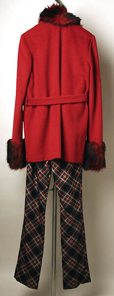 Ensemble, Todd Oldham (American, born 1961), (a) wool, synthetic; (b) wool; (c) silk; (d) rayon; (e, f) leather, American