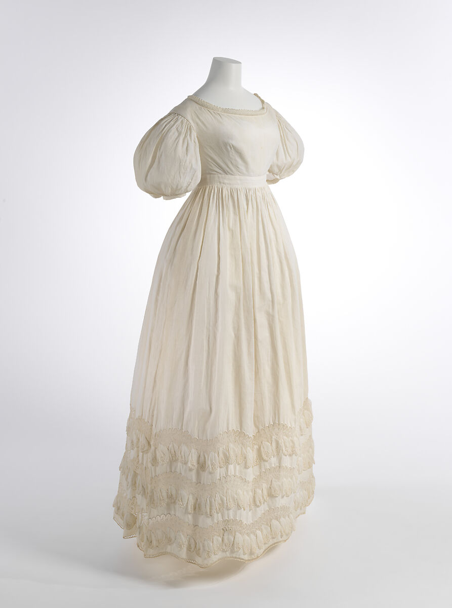 Dress, cotton, metal, probably American