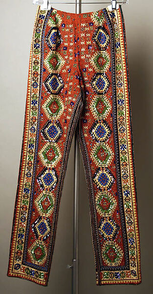 Trousers, Todd Oldham (American, born 1961), silk; plastic, American 