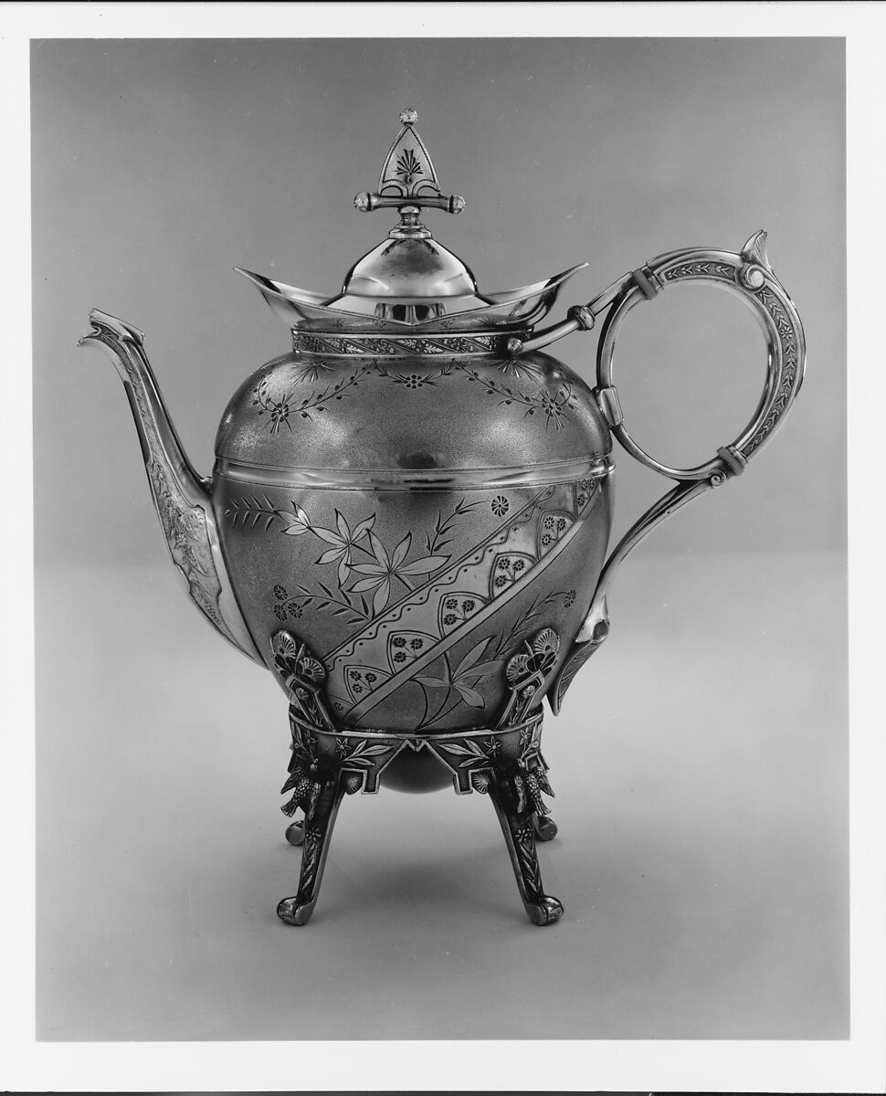 Teapot, Rogers, Smith and Company (1857–77), Silver plate, American
