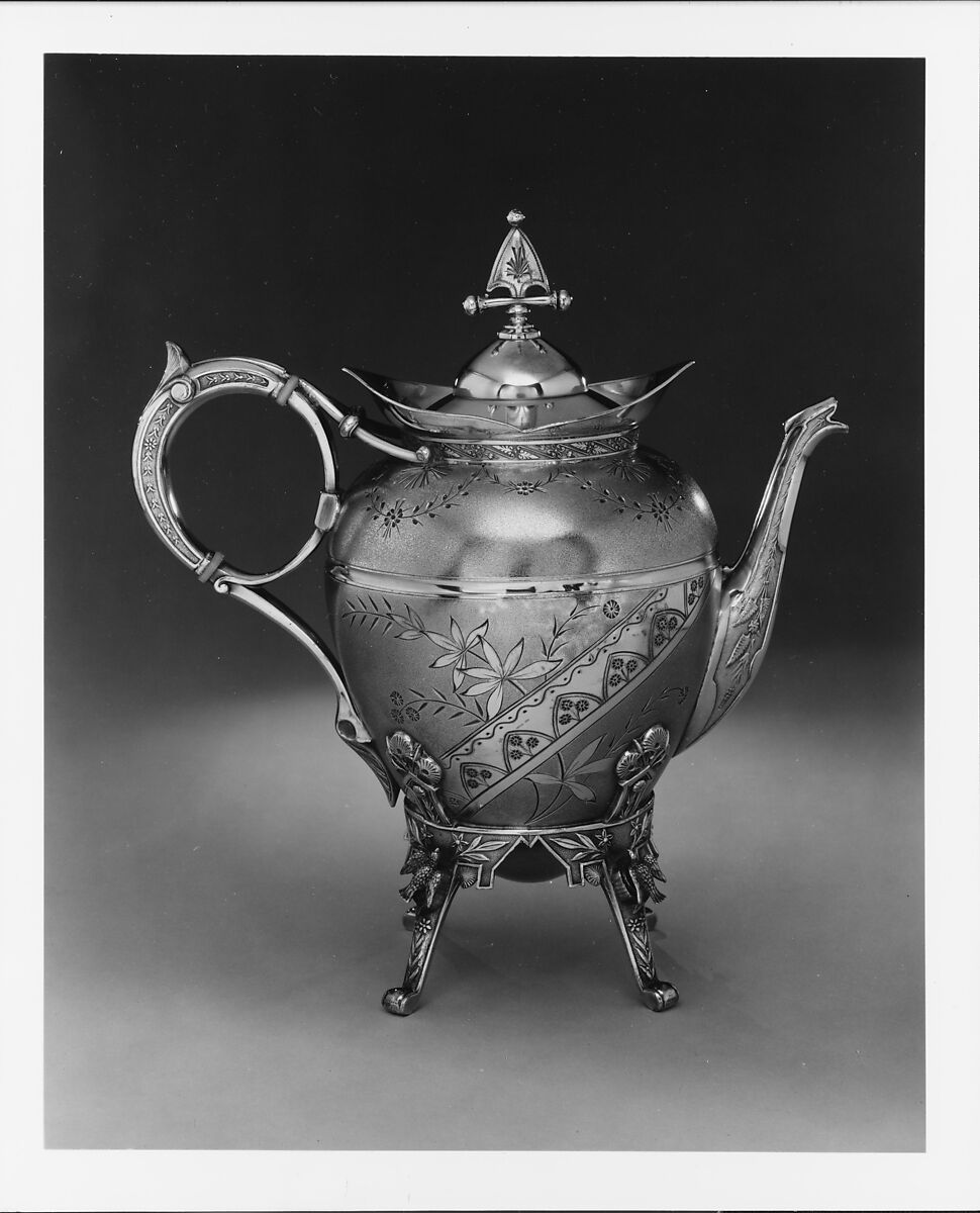 Teapot, Rogers, Smith and Company (1857–77), Silver plate, American 
