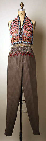 Ensemble, Todd Oldham (American, born 1961), (a) silk, plastic (b) wool; (c–d) leather, American 