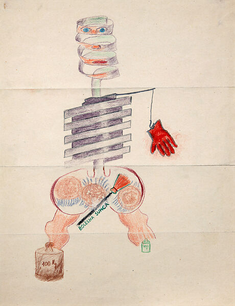 Le cadavre exquis no. 11 (Exquisite Corpse No. 11), Marko Ristić (Serbian, Belgrade 1902–1984 Belgrade), Colored pencil and pencil on paper 