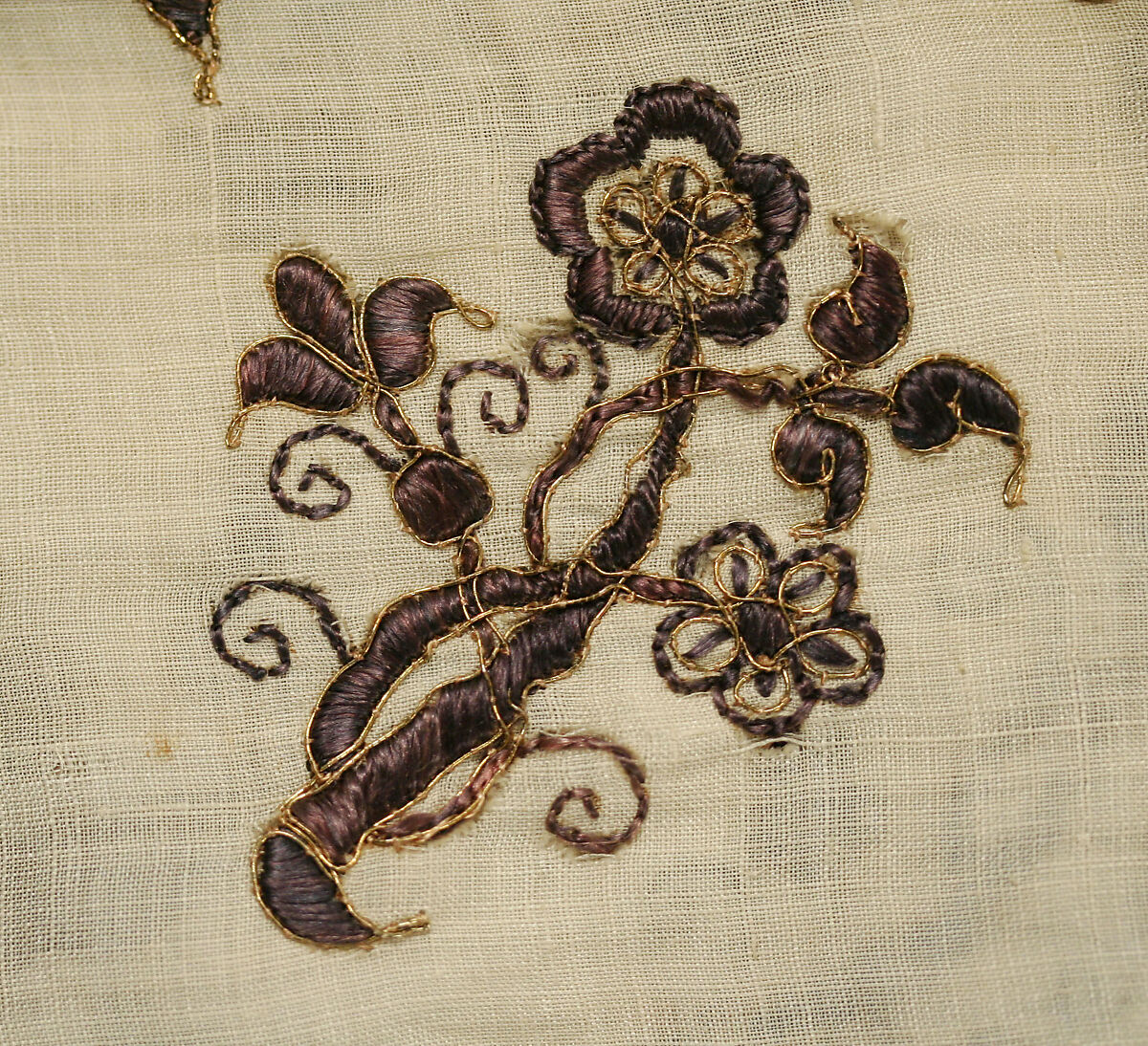 Blouse, silk, linen, metal thread, Italian