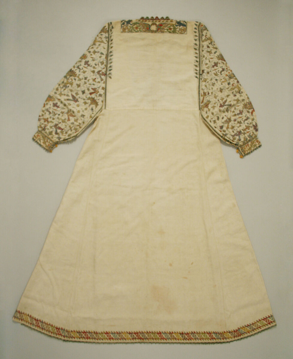 Smock, linen, silk and metal thread, Italian