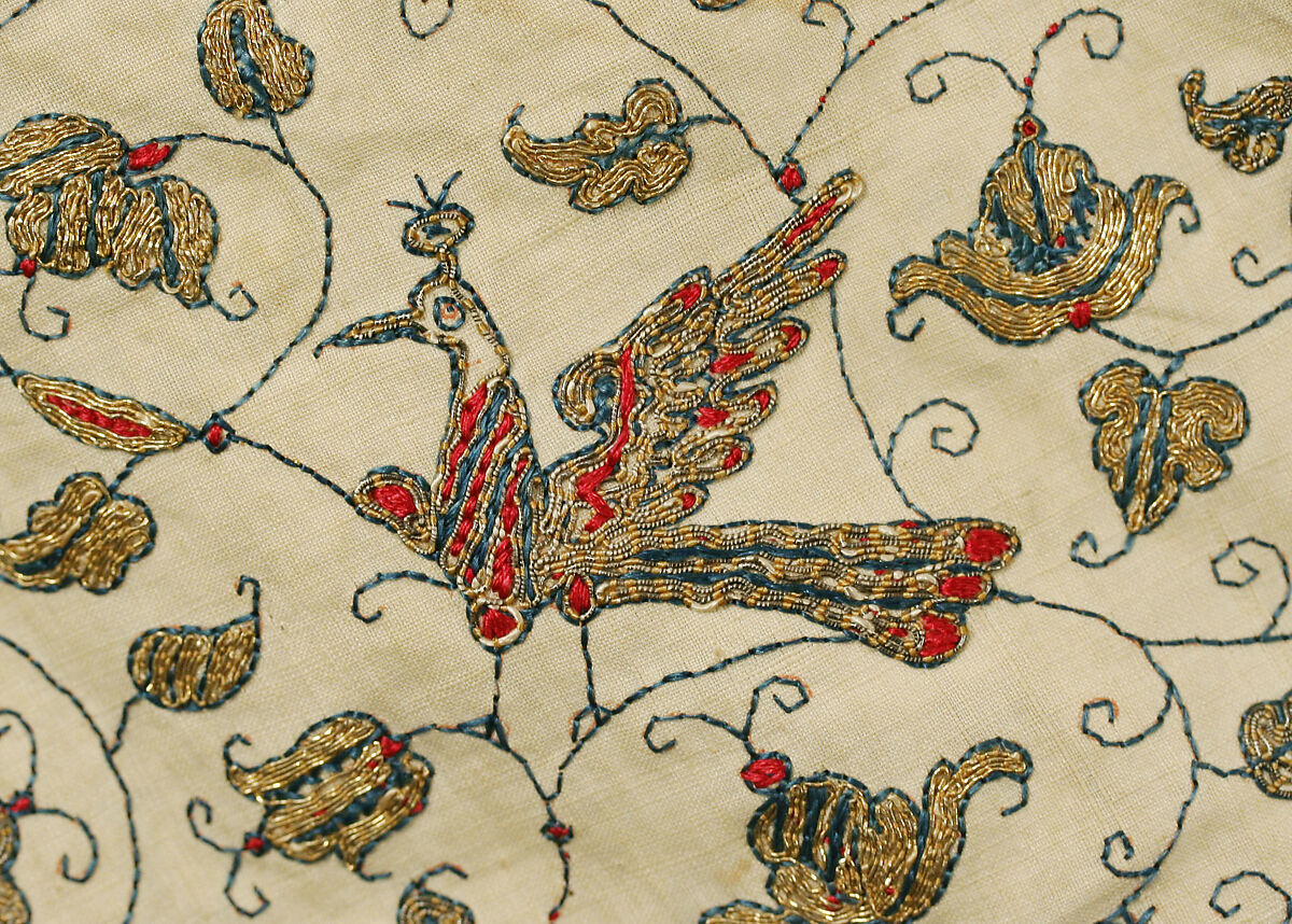 Smock, linen, silk and metal thread, Italian