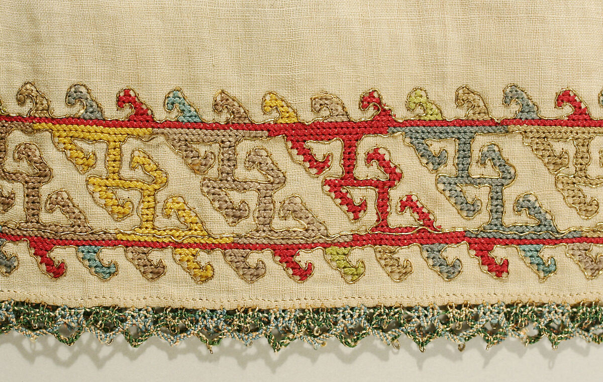 Smock, linen, silk and metal thread, Italian