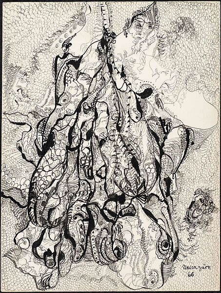 Untitled, Unica Zürn (German, Berlin 1916–1970 Paris), Ink and gouache on paper 