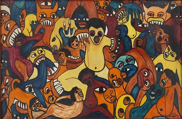 Untitled, Malangatana Ngwenya (Mozambican, Matalana 1936–2011 Matosinhos), Oil on hardboard 