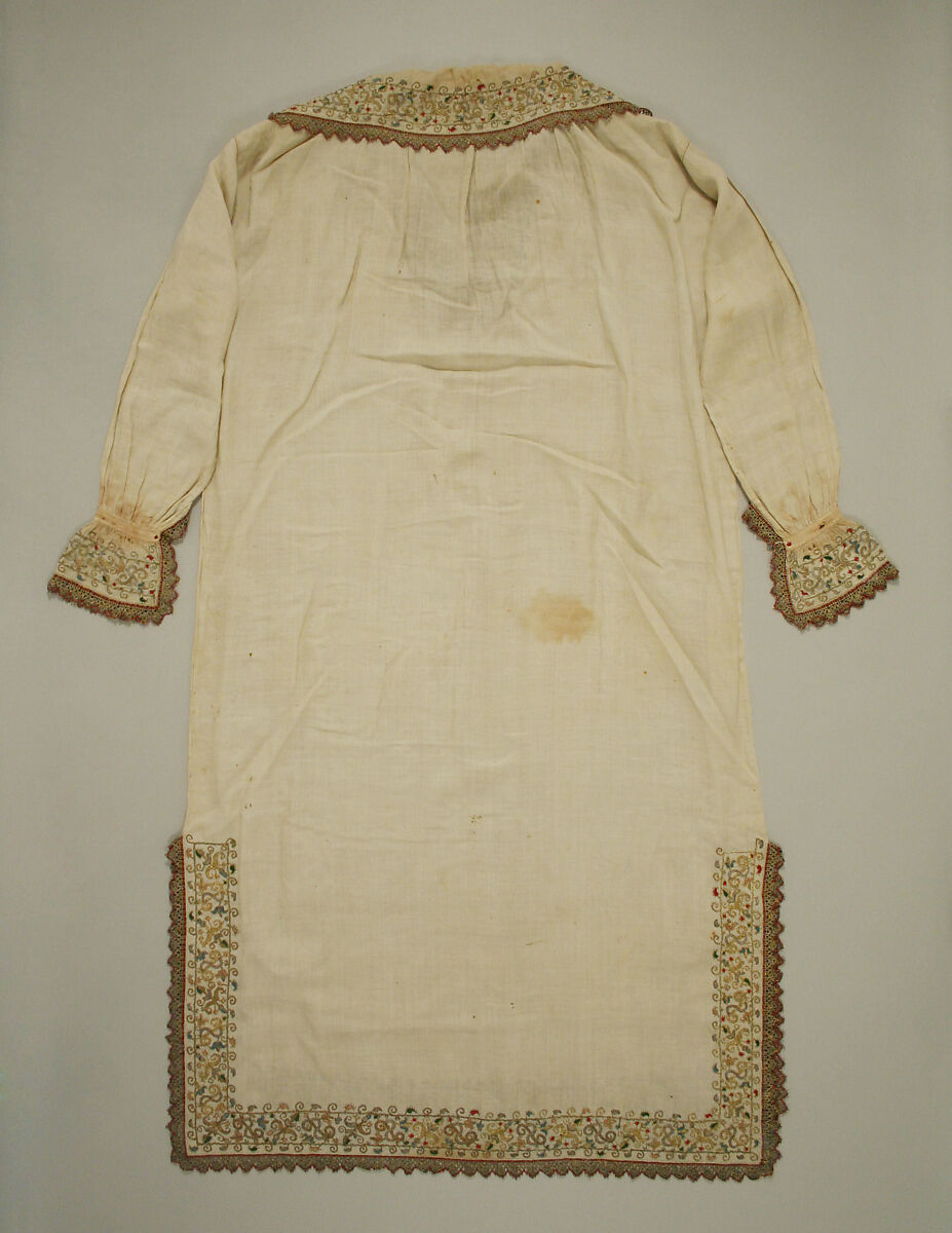 Shirt, linen, silk and metal thread, Italian