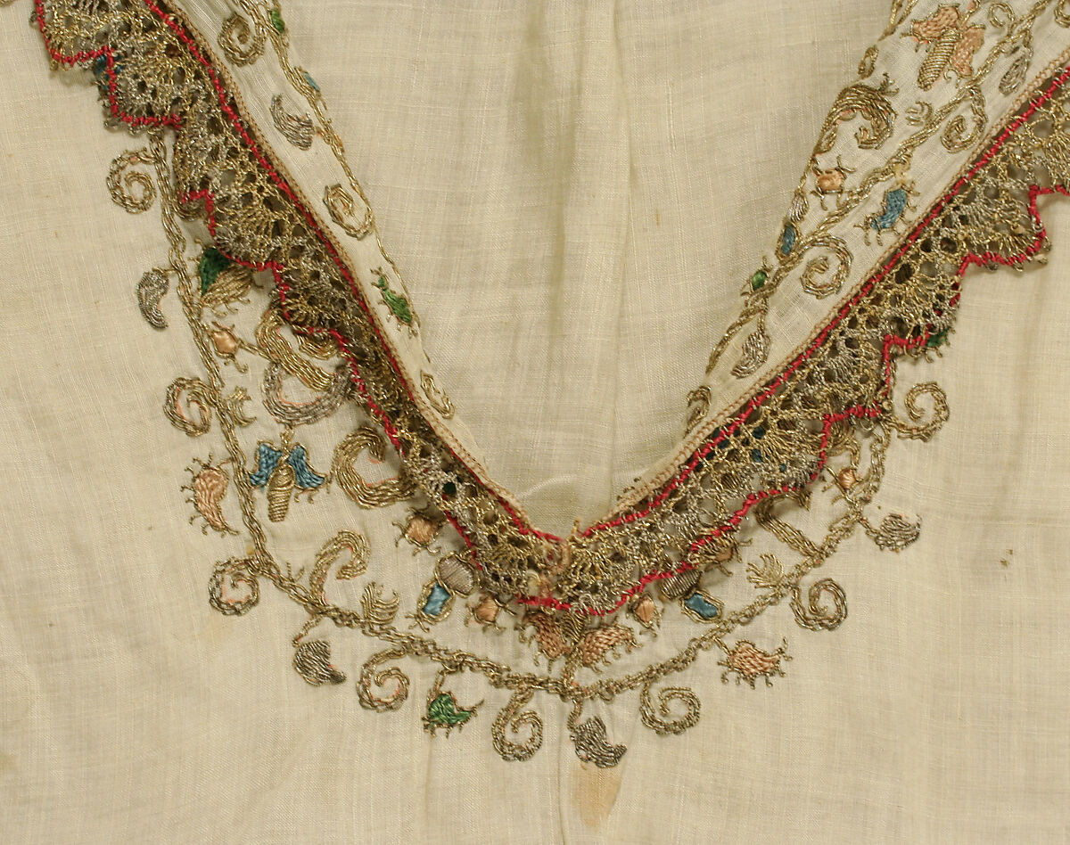 Shirt, linen, silk and metal thread, Italian