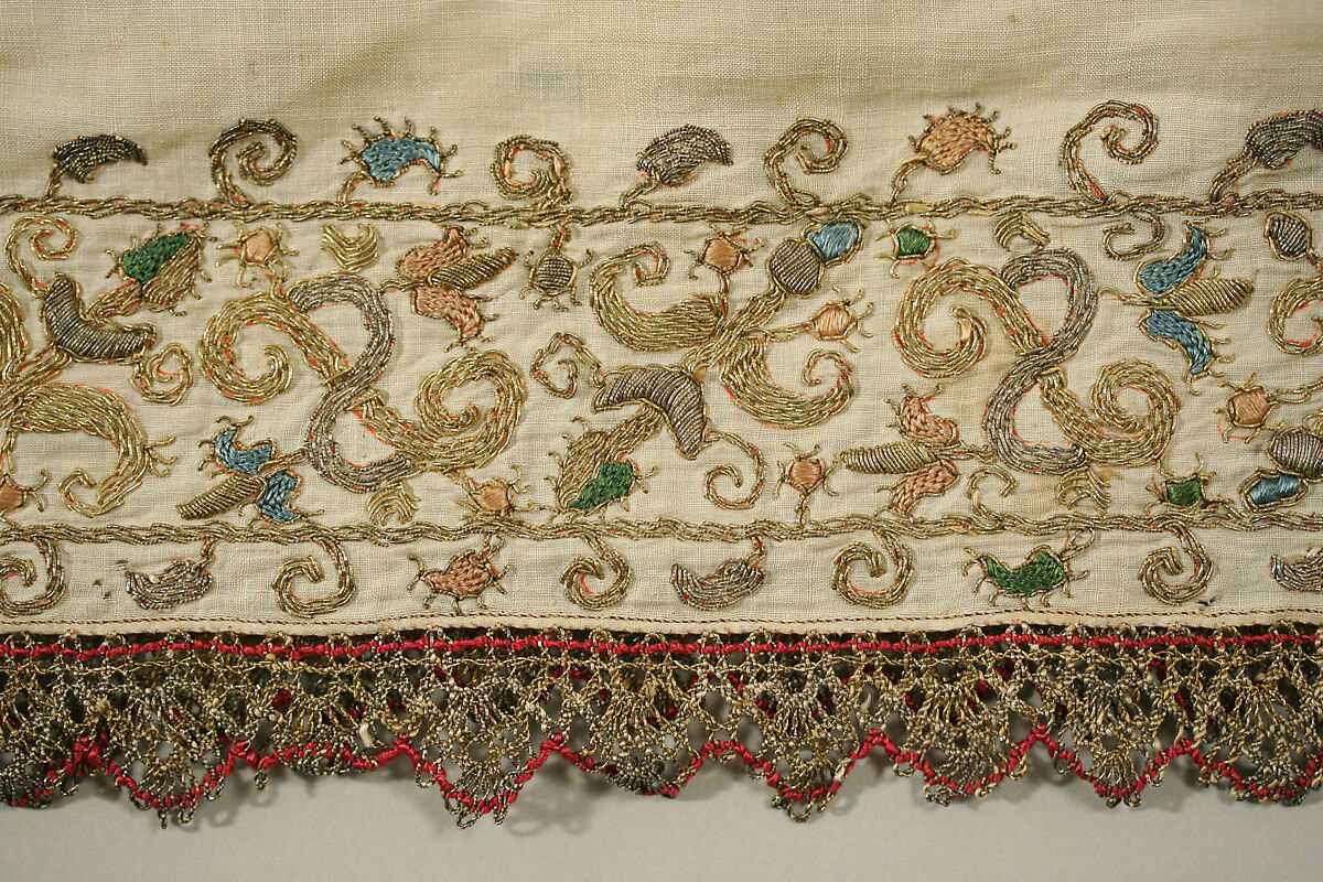 Shirt, linen, silk and metal thread, Italian