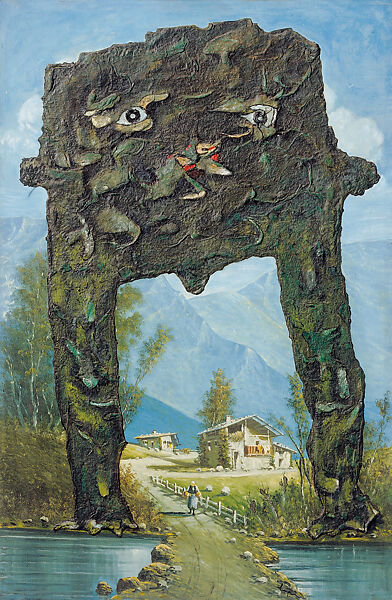 Ultracorpo in Svizzera (Body Snatcher in Switzerland), Enrico Baj (Italian, Milan 1924–2003 Vergiate, Italy), Oil, collage, and padding on found canvas 