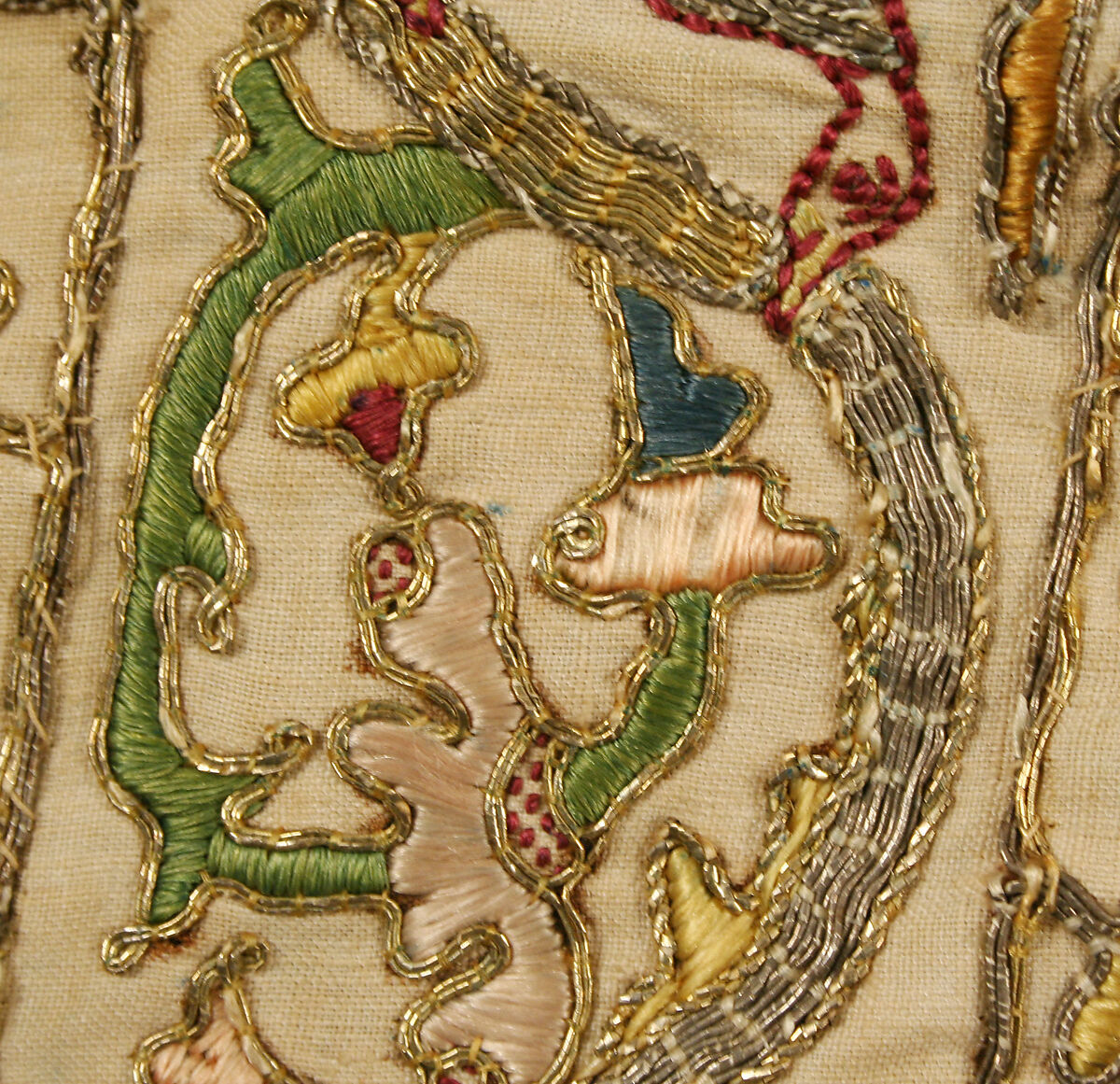 Stockings, linen, silk and metal thread, Italian