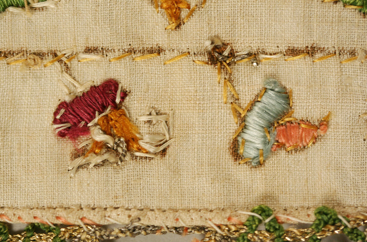 Stockings, linen, silk and metal thread, Italian