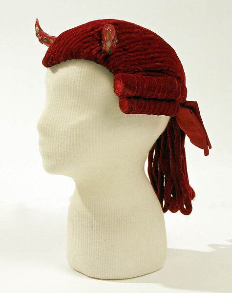 Fancy dress costume, Brooks Costume Company (American), (a) acetate, rayon, nylon
(b,c) silk
(d) rayon
(e, f) cotton
(i) rayon
(j) plastic, American