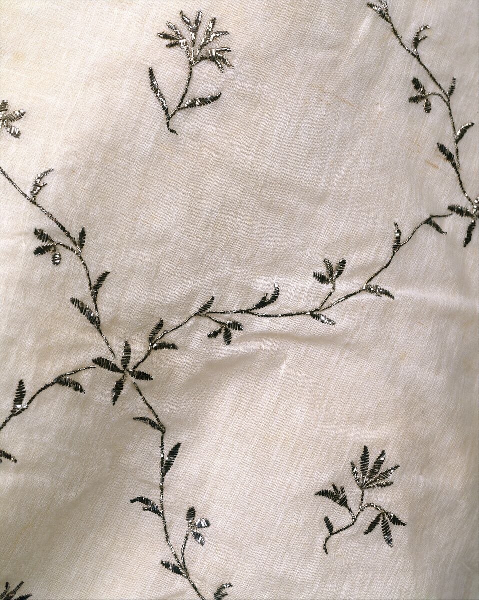 Robe à l'anglaise, cotton, metal, silk, French