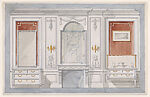 The Breakers: Fireplace Wall Elevation, with Bureau and Washstand, Office of Ogden Codman, Jr. (American, Boston, Massachusetts 1868–1951 Grégy-sur-Yerre), Watercolor and pencil on paper