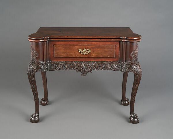 Card table, Unknown maker, American, Philadelphia, Pennsylvania, Mahogany, yellow poplar, southern yellow pine, red oak, sweetgum, hickory, Atlantic white cedar, American 