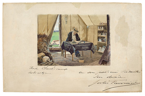 Red Cloud's Camp, Nebraska, Jules Tavernier (American (born France), Paris 1844–1889 Honolulu, Hawaii), Transparent and opaque watercolor on paper, American 