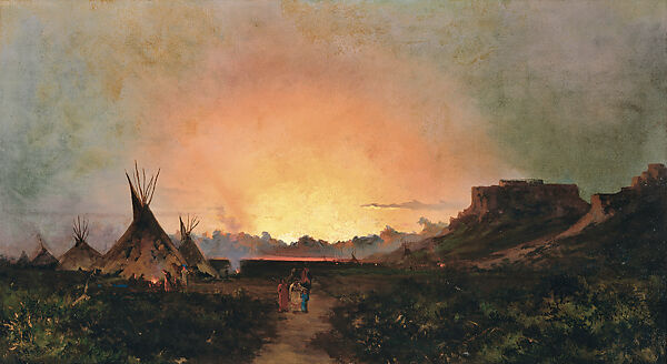 A Sunset in Wyoming, Jules Tavernier (American (born France), Paris 1844–1889 Honolulu, Hawaii), Oil on canvas, American 