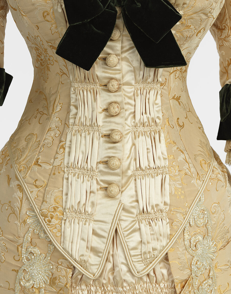 Dinner dress, Maison Vignon (French, active ca. 1850–ca. 1910), silk, glass, French