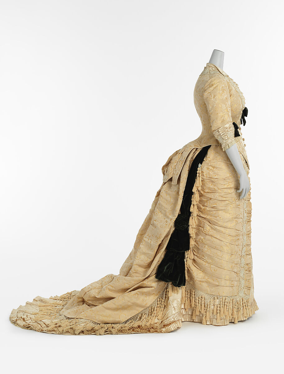 Dinner dress, Maison Vignon (French, active ca. 1850–ca. 1910), silk, glass, French