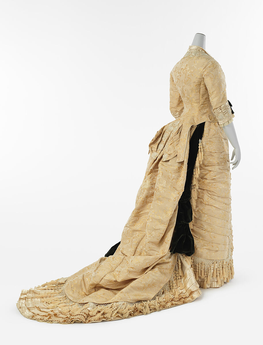 Dinner dress, Maison Vignon (French, active ca. 1850–ca. 1910), silk, glass, French