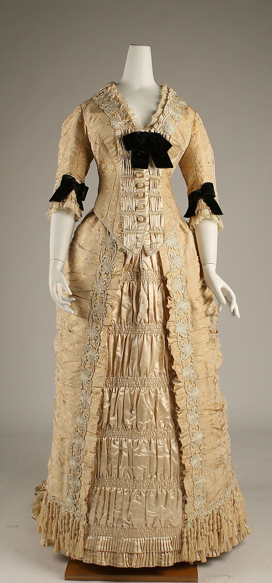Dinner dress, Maison Vignon (French, active ca. 1850–ca. 1910), silk, glass, French