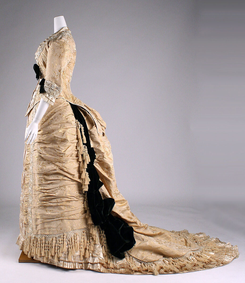 Dinner dress, Maison Vignon (French, active ca. 1850–ca. 1910), silk, glass, French
