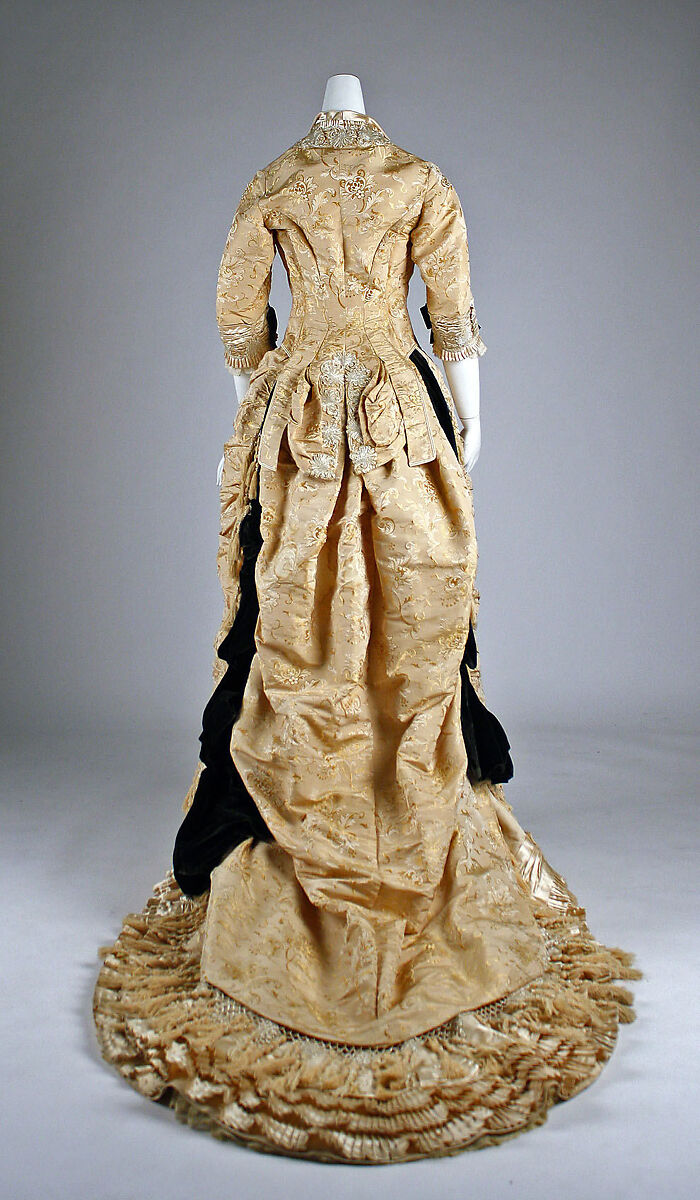 Dinner dress, Maison Vignon (French, active ca. 1850–ca. 1910), silk, glass, French