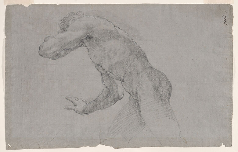 Double-sided Sheet of Figural Studies: (recto) Study of a Nude Man in an Action Pose Seen from the Side and in Three-quarter Length; (verso) Study of Christ in the Baptism, Standing in a Frontal View.