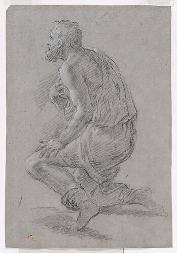 Study of Male Figure Kneeling in a Three-Quarter View, Facing Left  (a Shepherd)
