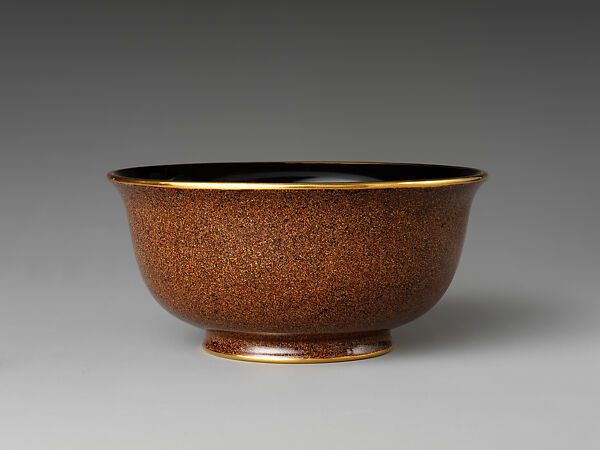 Bowl “Deer-Antler Sand”, Gan Erke (Chinese, born 1955), Marbled lacquer (xipi) with gold foils, gold rim, China 