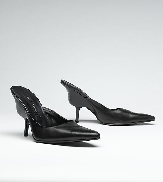 Ensemble, Olivier Theyskens (Belgian, born 1977), (a) cotton, jet, metal; (b) silk, jet, mother-of-pearl; (c) leather, synthetic fiber, metal; (d, e) leather, plastic, Belgian