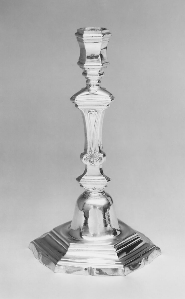 Candlestick (one of a pair), François II Lacassaigne (born 1706, master 1733, recorded 1773), Silver, French, Montauban (Toulouse Mint) 